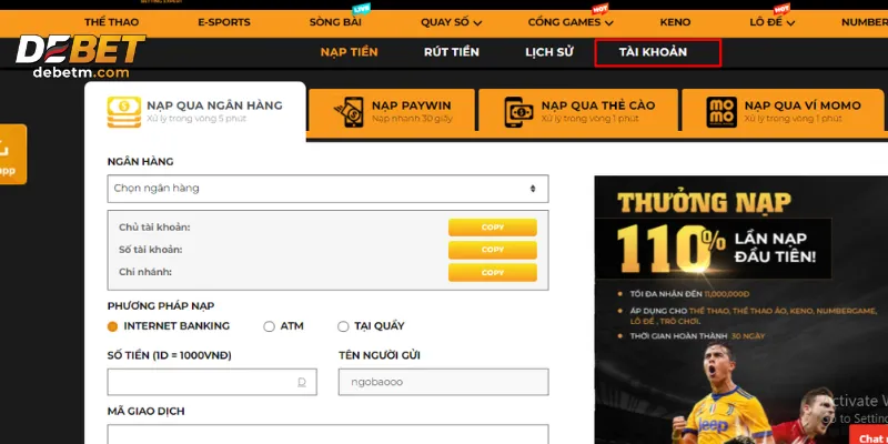 DEBET - Nhà cái cá độ bóng đá online đẳng cấp Châu Âu tại help-for-ukraine.eu.com 11 Hệ thống bảo mật tiền nạp rút tiên tiến